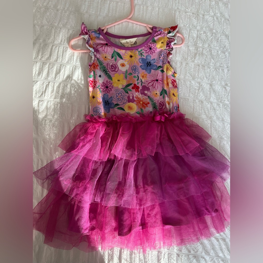 Matilda Jane Magenta Floral Tulle Skirt Dress Size 4 VGUC - Picture 6 of 6